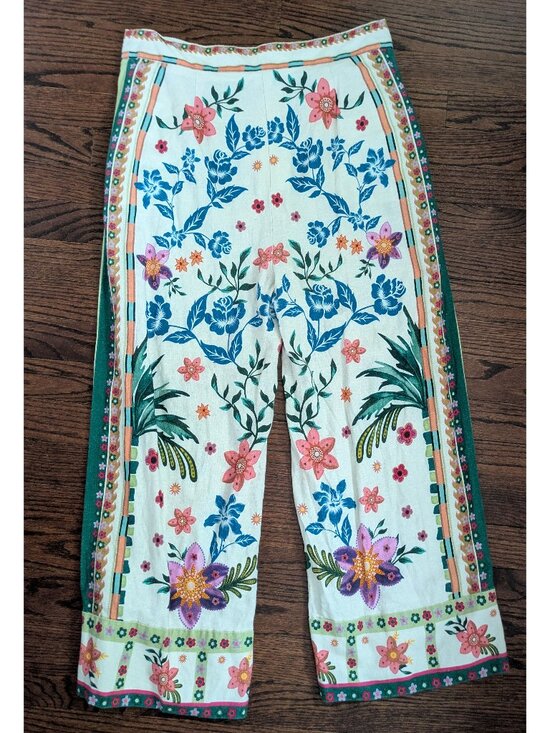 House of Harlow 1960 Floral Multicolor Linen Pants Size 10 - Picture 4 of 6